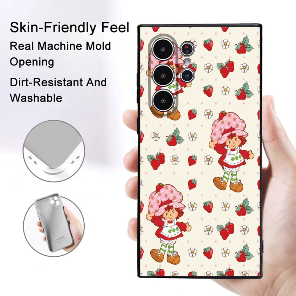 Strawberry Pink S-Shortcake Phone Case Samsung Galaxy S25 S24 S22 S23 Ultra S21 S20 Plus 5G Frosted Non-Slip Full Soft Cover