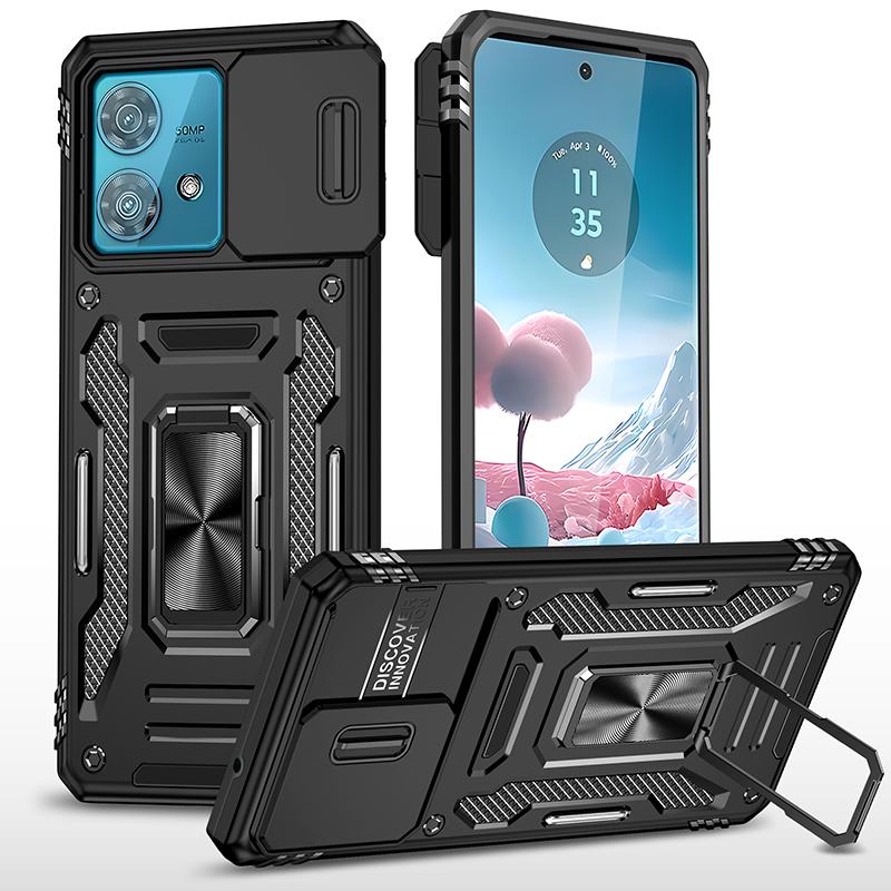 Armor Series For Motorola Edge 40 Neo 5G Case PC+TPU Phone Cover with Kickstand/Lens Shield