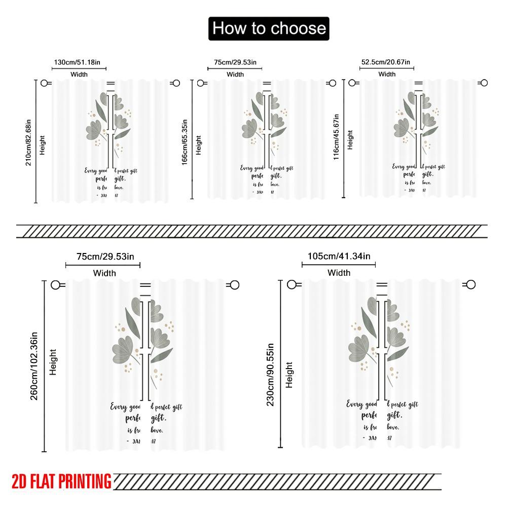 2pcs 2D flat printing Window Drapes Gift From Above 100% Polyester Without Electricity Seasonal Party & Holiday Decor Perfect
