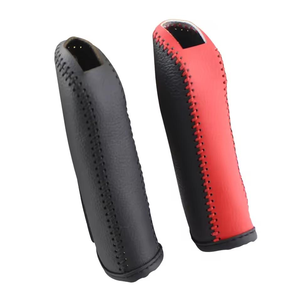 Mobidea Carbon Fiber Style Car Handbrake Cover PU Leather Anti-Skid Universal Auto Parking Brake Protector Sleeve