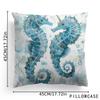 Chic Blue Summer Ocean Series Throw Pillow Covers Marine Life Shell Seahorse Turtle Print Square Cushion Case Living Room Decor