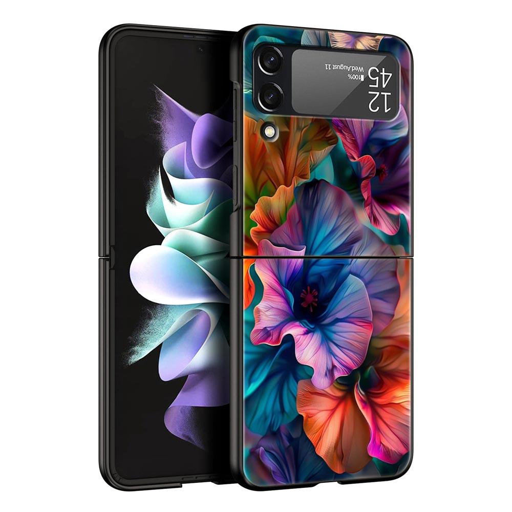 

Абстрактные Растения Цветок Жесткий ПК Чехол Для Телефона Для Samsung Galaxy Z Flip 7 6 5 4 Черная Крышка Для Galaxy Z Flip 3 Складной Корпус Capas Z Flip 7