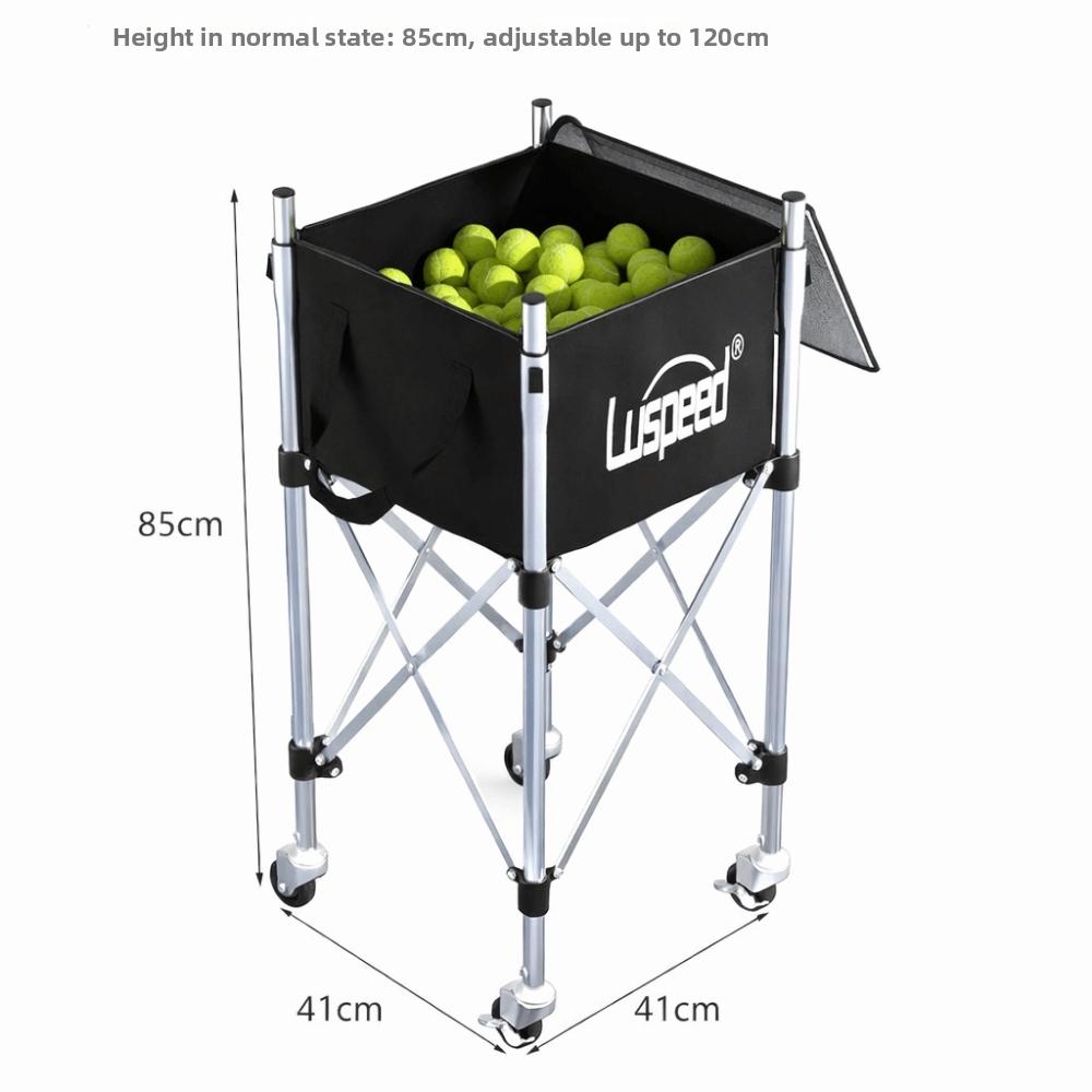 Luspeed Tennis Ball Insert Trolley Stainless Steel Large Capacity Tennis Multi-ball Cart Height Adjustable
