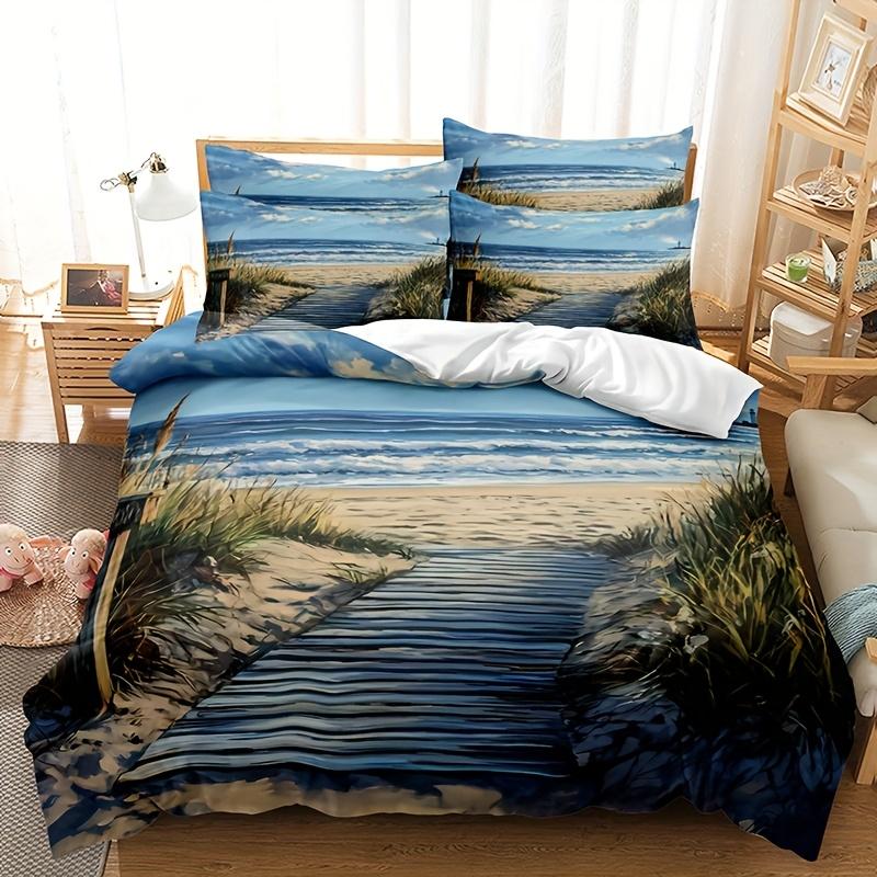 3pcs Beachside Pathway Bedding Set 1*Duvet Cover, 2*Pillowcases, No Fill Included, Soft Comfortable Breathable Duvet Cover Set