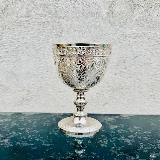 Brass Chalice Engraved Gold Plated Wine Goblet Handmade Brass Cup 200ml