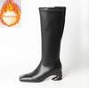 Fashion New 5cm Irregular Curved Heel Black Brown Long Boots European American Autumn Winter Fashion High Heels Women Knee High Boots