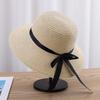Cappello Estivo da Donna in Paglia Cappello da Sole alla Moda Marca Moda Fiocco Cappello da Sole Pieghevole Copri Viso Solare Cappello a Bordo Largo