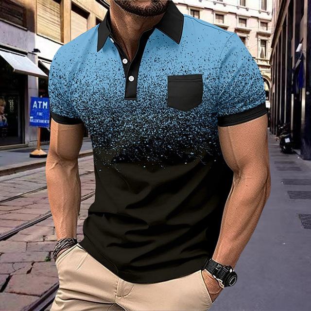 Camouflage Print Half-Zip Short Sleeve Polo Shirt, Stylish Casual Top