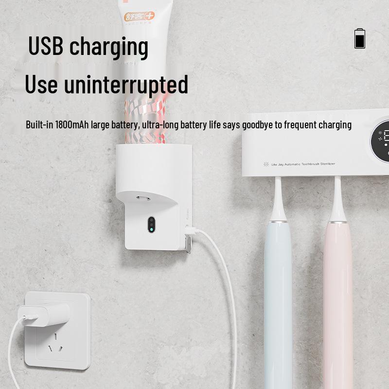 Smart Infrared Sensor Toothpaste Dispenser & Easy-Clean Wall-Mounted Toothbrush Holder