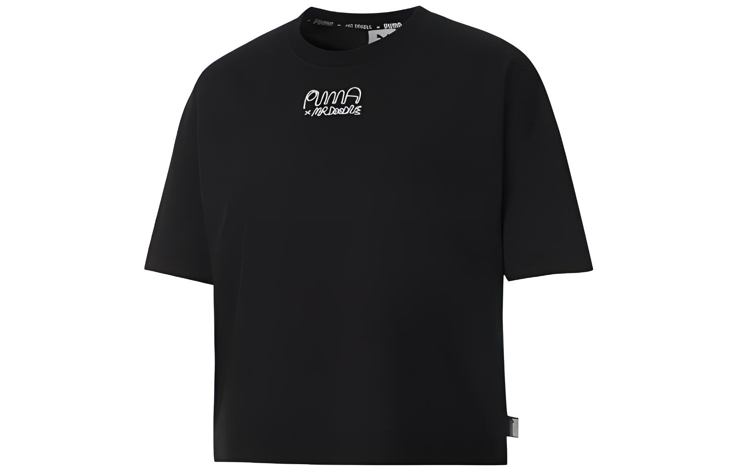 PUMA Crop Tops Women s Black Crew Neck Moderate 530659-01 S