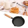 Frying Pan Cast Iron Skillet Drip Spouts Wooden Handle Stain Resistant Quick Heat Easy To Clean Cook Pan