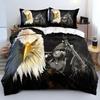 Eagle Duvet Cover Set Queen Size for Adults Animals Pattern Bedding Set Stylish Decorative Bird Comforter Cover