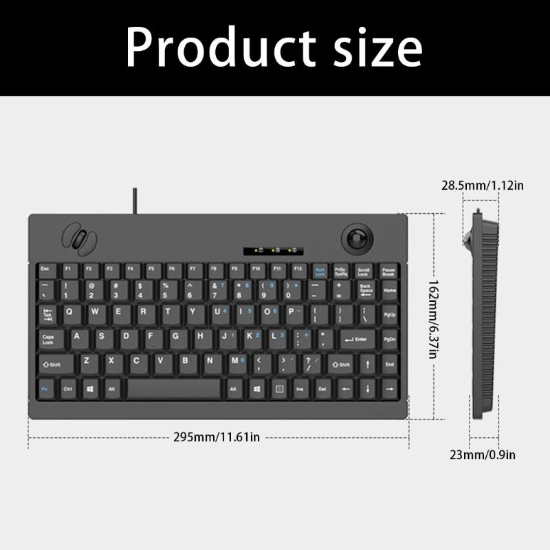 Industrial 88Key Slim Profile Keyboards With Opticals Trackings Ball 3 Button Mouse Ergonomic Waterproof USB Wireds Design