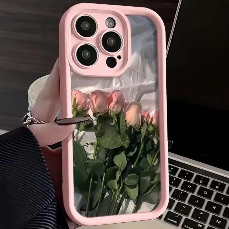 Pink Romantic Rose for iPhone Case 15/14/13/12/11promax Art X/XR Personality 78