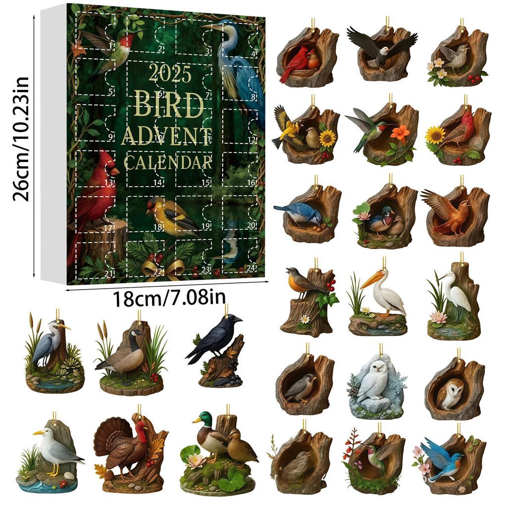 Bird Series Christmas Bling Box With Acrylic Decorations For Festive Tree Decorations Party Favors