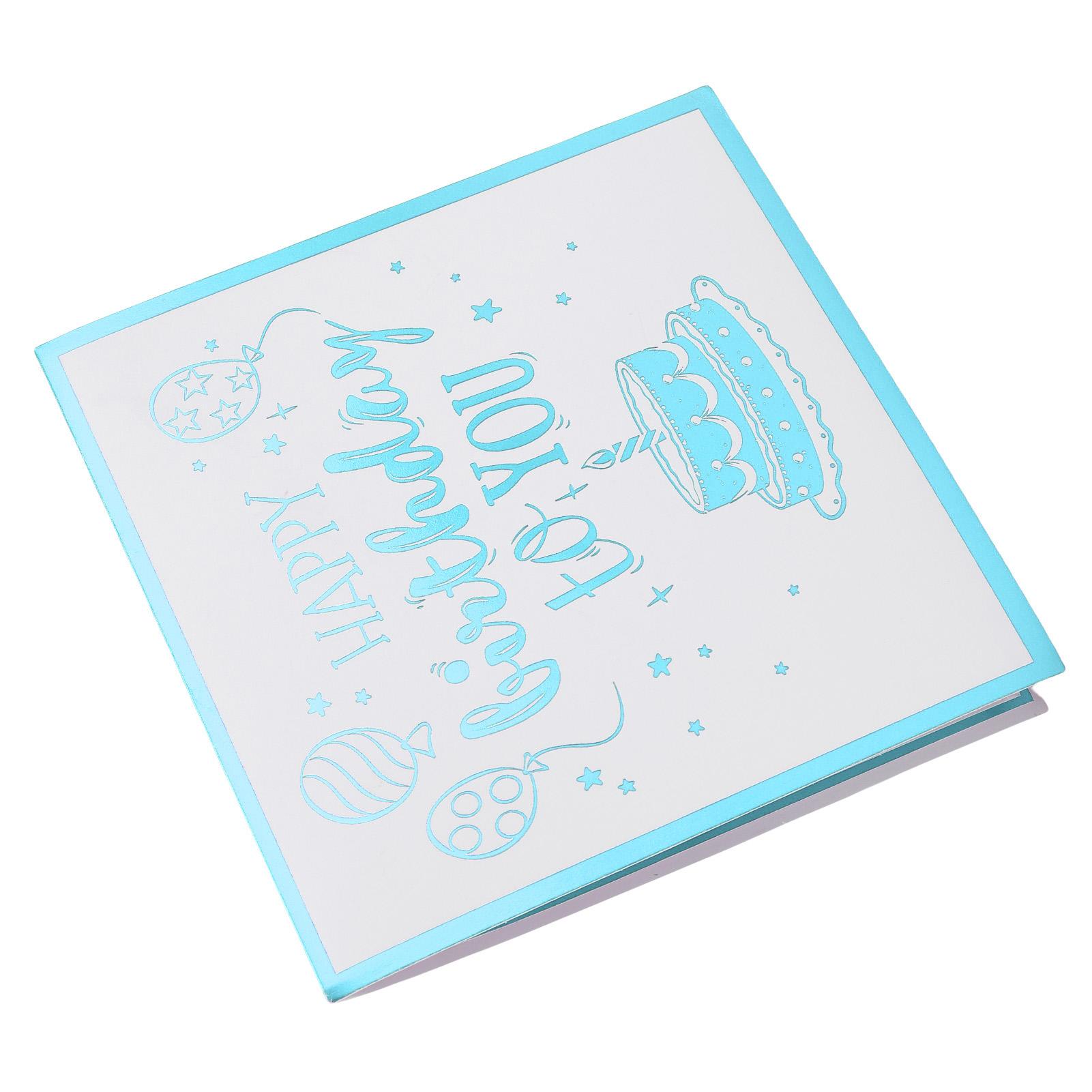 Carte d'anniversaire Gâteau Feux d'artifice   Ballons Carte de vœux d'anniversaire 3D avec Musique Lumineuse Enveloppe pour   Cadeau