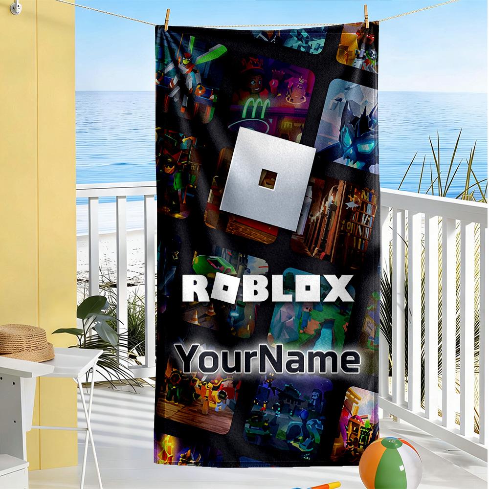 Roblox Personalisierbares Namens-Strandtuch Super Weich & Saugfähig Geeignet für Schwimmen, Fitnessstudio, Camping, Yoga, Urlaub