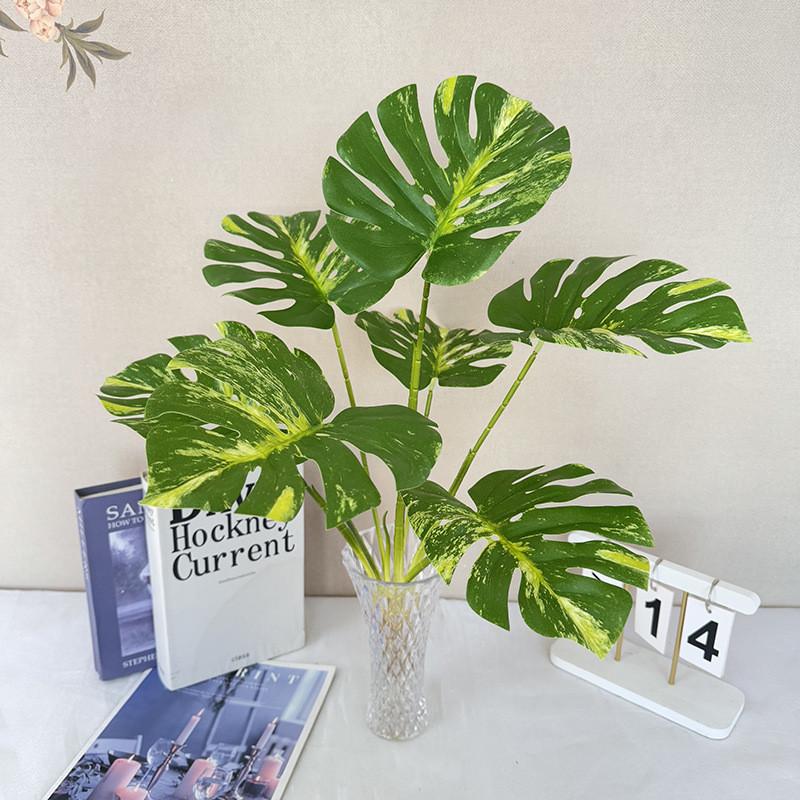 Green Leaf Artificial Plant Decor For Home Living Room Background Wall With Realistic Texture