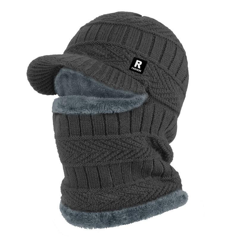 Męska dzianinowa kominiarka zakrywająca całą twarz i maska wiatroodporna termiczna zimowa czapka beanie z odpinaną osłoną twarzy, na rower, na narty, zimowe czapki dla mężczyzn