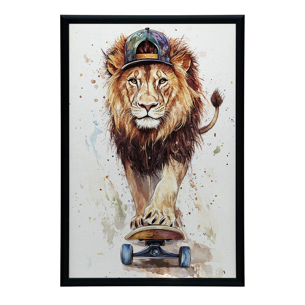 Lion On a Skateboard Poster Lion On a Skateboard Poster, 70X100 Cm, Frameless, Matte Paper 230 Gsm