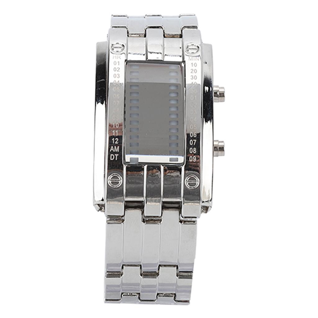 Men"s Watch Fashion Exquisite Waterproof Alloy Men"s LED Watch with Binary Time Mode Display(Men"s
