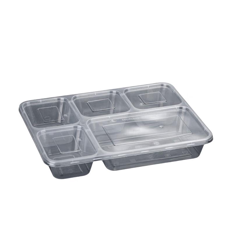 Disposable 5-Compartment Meal Prep Containers with Lids