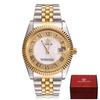 Original New REGINALD Quartz Watch Men 18k Yellow Gold Fluted Bezel Pearl Diamond Dial Full Stainless Steel Luminous Clock