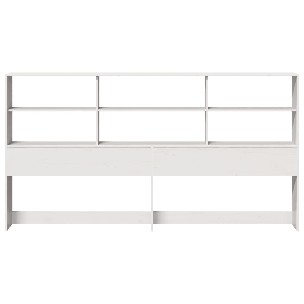 Headboard with Storage Space White 180 cm Solid Pine Wood