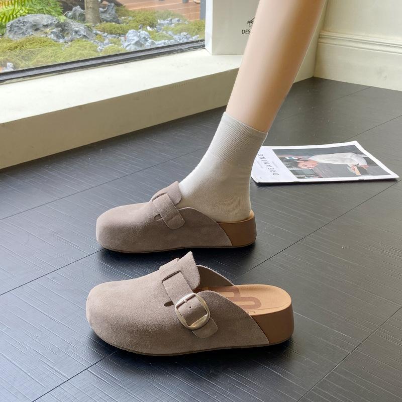 

Слипперы с толстой подошвой, с закрытым носком, женские летние новые модели, можно носить для увеличения роста, повседневные универсальные модные шлепанцы 40 серый