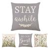 18 Inch Linen Pillowcase Spring Flower Printed Design Without Core