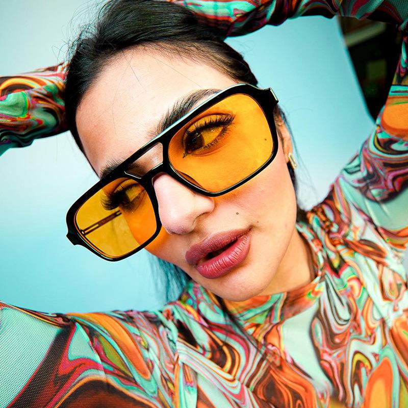 European American Style Men's Sunglasses Square Shape Double Bridge Sun Glasses for Women Vintage Classic Female Glasses