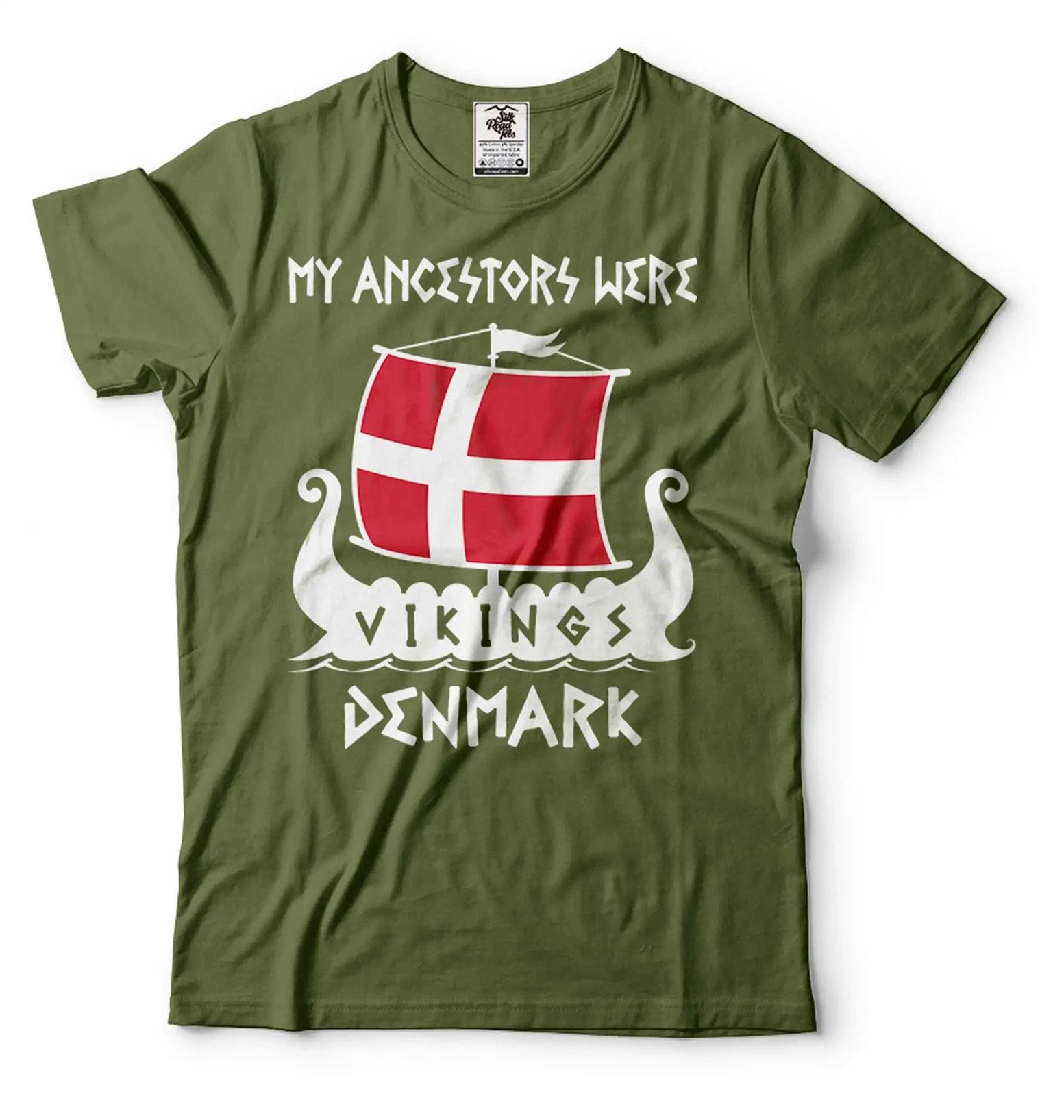 Men s Denmark Patriotic T-Shirt My Ancestors Were Vikings Independence Tee M