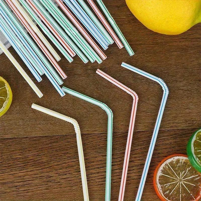 Multicolor Plastic Pipes Drinking Straws Cola Straws Bar Party Wedding Kitchen Pajitas Cocktail Straw