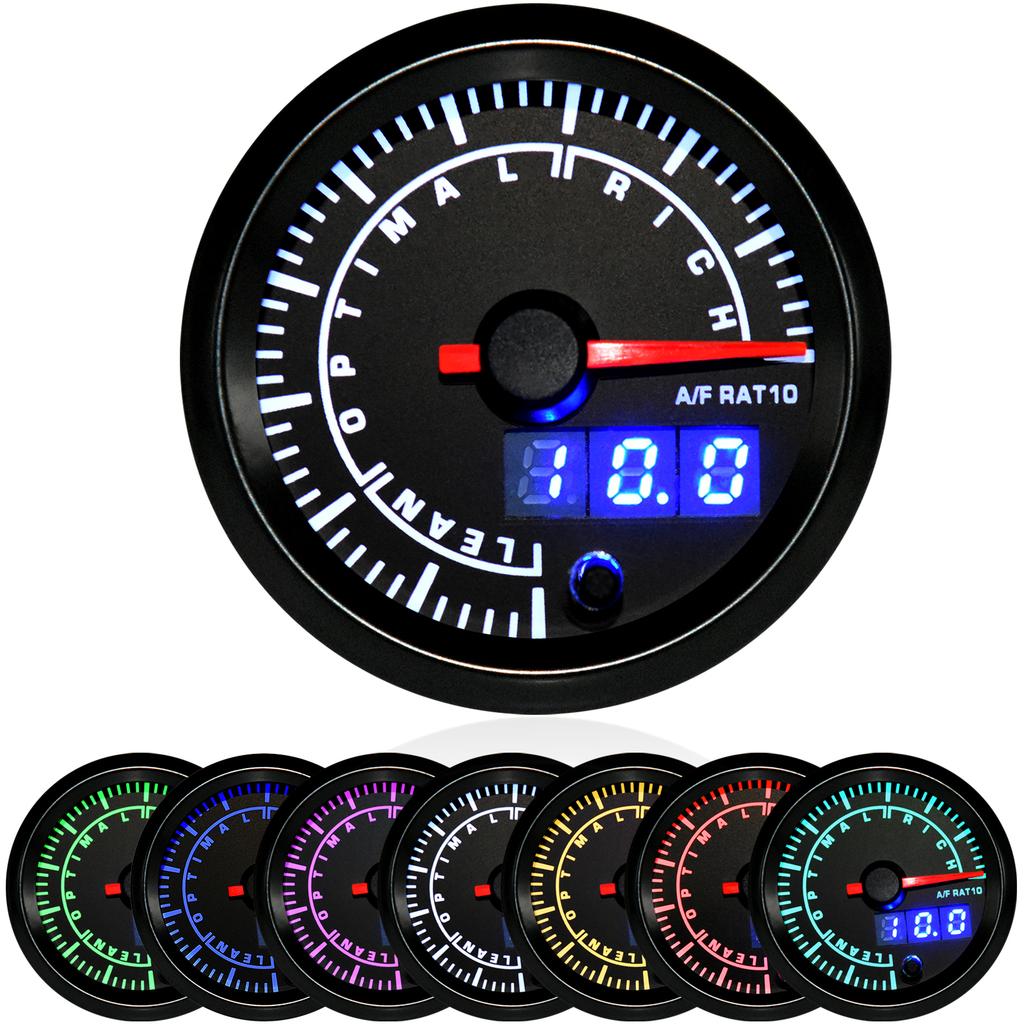 2" 52mm 7 Colors LED Dual Display Oil pressure/Boost PSI/Water temp/Oil temp/Volt/Air fuel Ratio/EGT temp/Tachometer Car Gauge