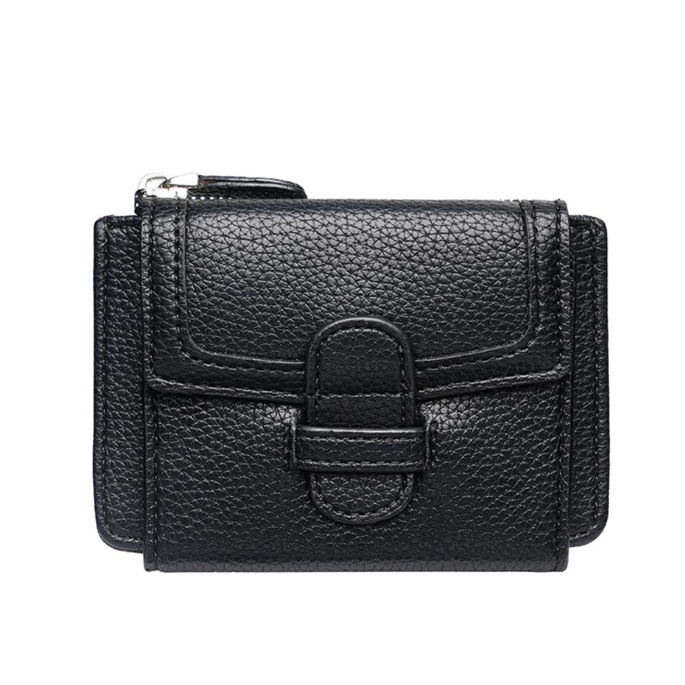 

Маленький кошелек для монет с ромашкой в винтажном стиле, конфетного цвета, женский короткий кошелек, ретро, ультратонкий кошелек, для дам, для девушек чёрный