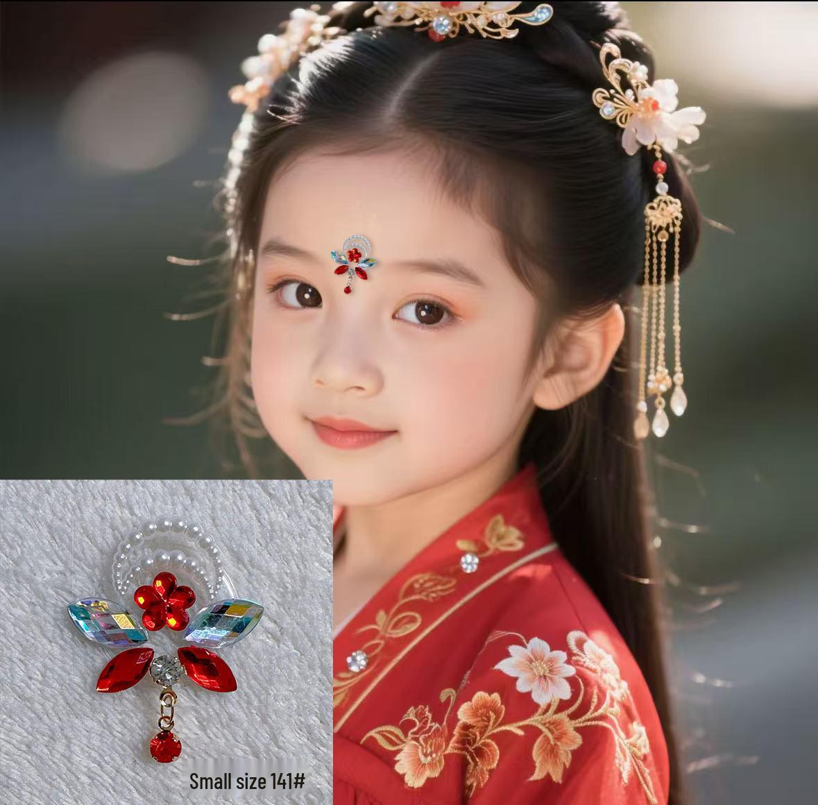 Children s Diamond Princess Face Painting Stickers with Adhesive Tassel
