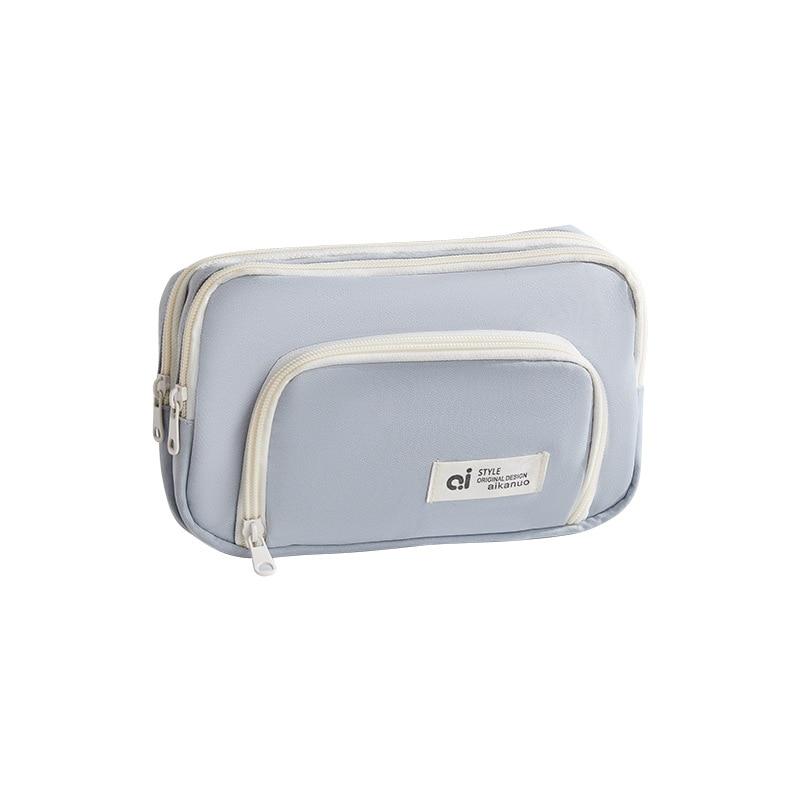 High Capacity Pencil Case Simplicity Solid Color Pencil Bag High Capacity Zipper Design Stationery Storage Bag Student Supplies