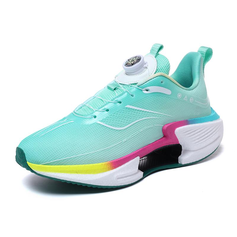 

Summer new breathable mesh sports shoes for men rotary button soft sole anti-slip youth shock absorbing running shoes 43