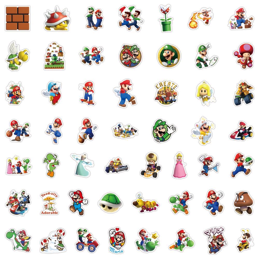 100 Classic Super Mario Cartoon Graffiti Stickers for Car, Luggage, and Cup