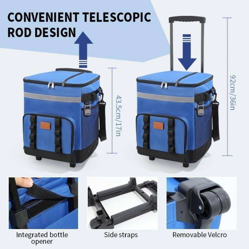 Double Layers Picnic Trolley Box Large Capacity Tie Rod Picnic Bag Insulated Cooler Bag  Lunch Box