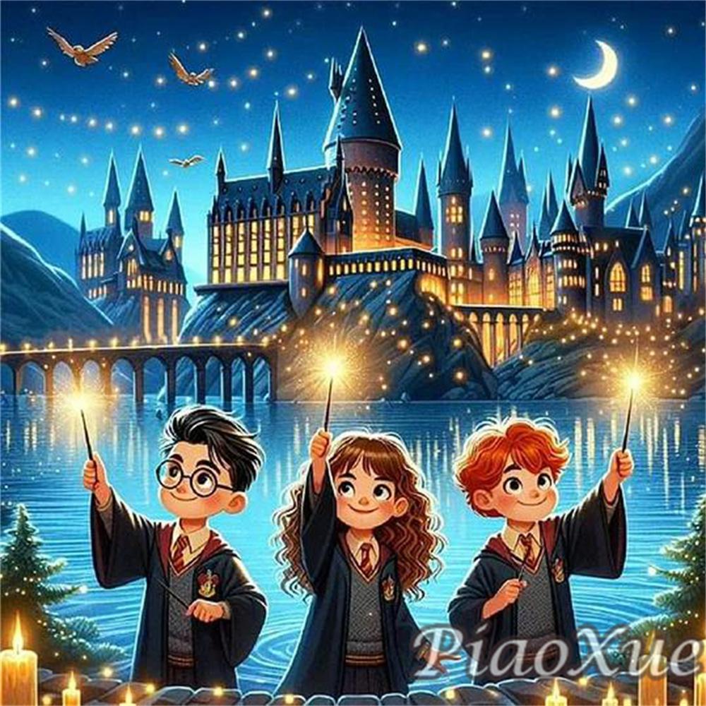 5D Diy Diamond Art Painting Harry Potter Cartoon Magic Castle Snowflake Mosaic Embroidery Jewelry Cross Stitch Kit Kids Gift