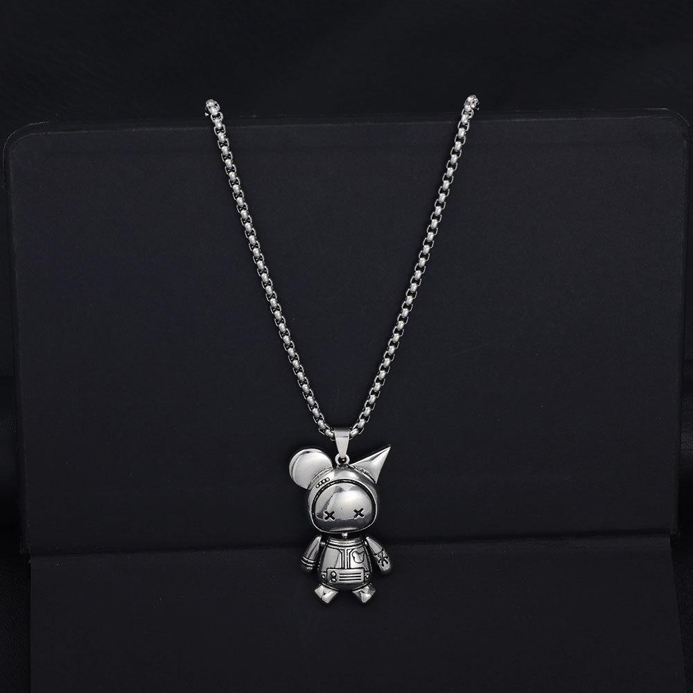 Titanstahl Niedliche Bewegliche Puppe Roboter Anhänger Halskette Für Männer Und Frauen Hip Hop Unisex Cool Jungen Pulloverkette Schmuck