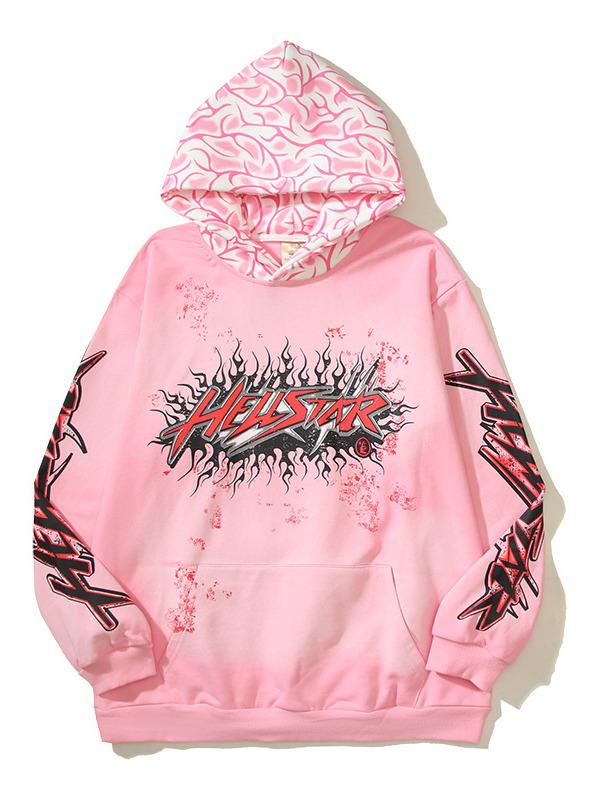 Retro mikina Hellstars s ručně malovaným graffiti - Trendy design s odlupující se barvou a barvením blátem