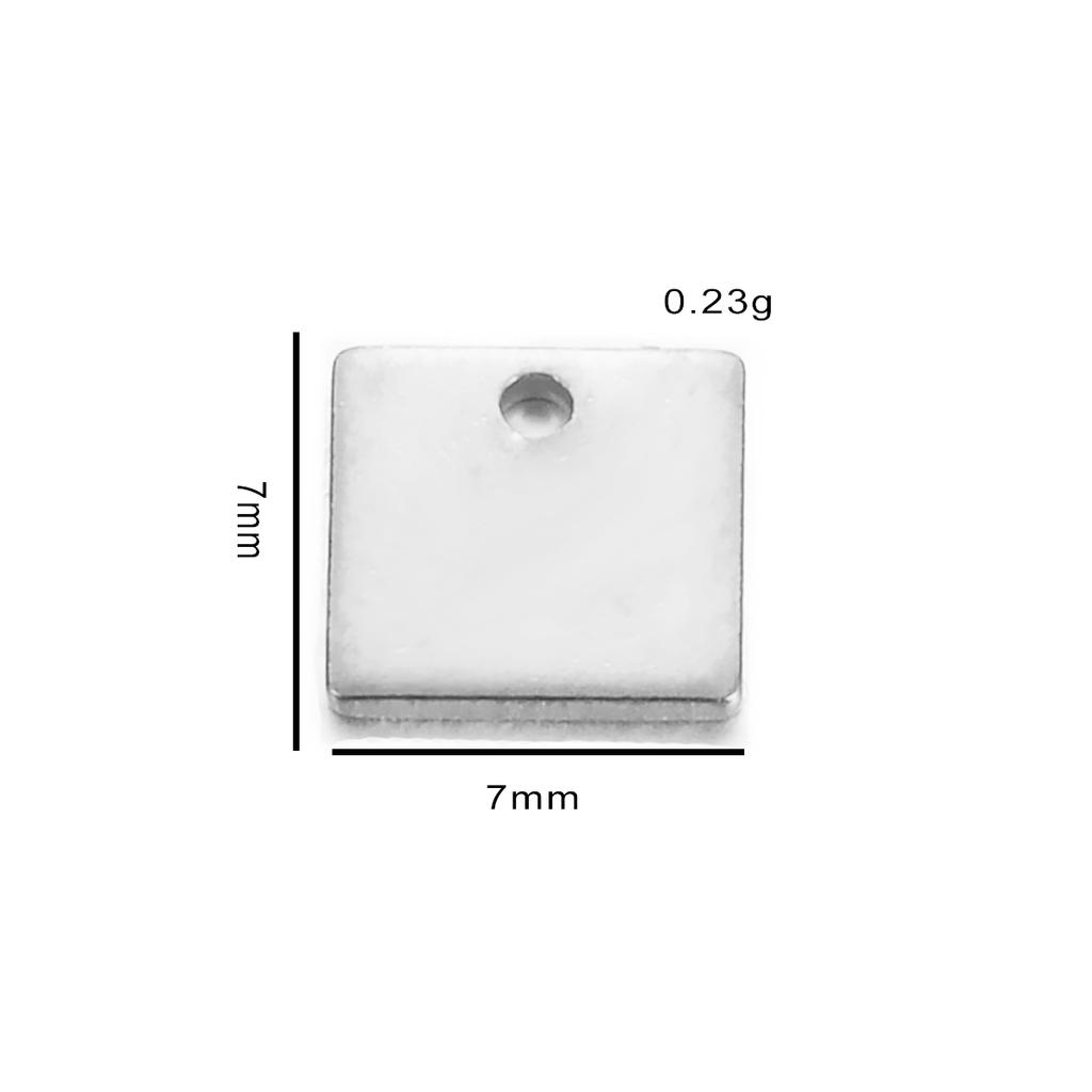 20 Stück/Los Edelstahl Herz Quadratische Form Kleine Leere Anhänger Charms für DIY Schmuckherstellung Personalisierte Namenslogo Scheibe 3 Farben