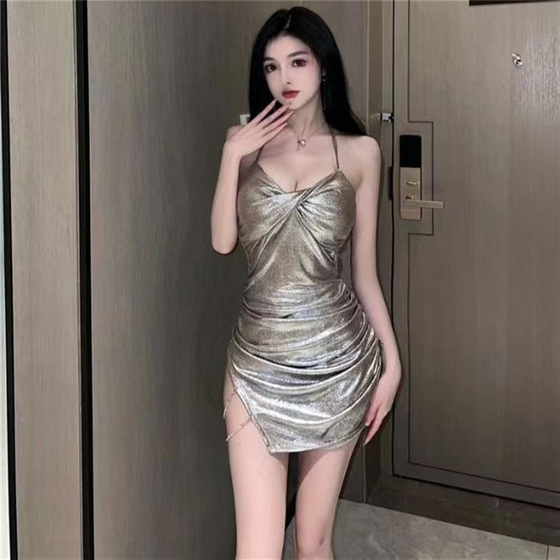 Sexy underwear female sexy snakeskin neck backless temptation pure desire tight chain nightdress generation