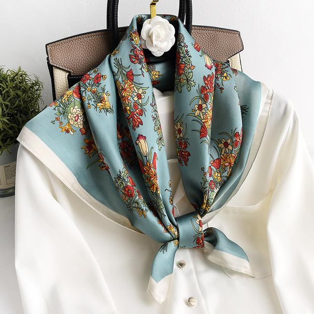 70*70cm Fashion Handkerchief Neck Scarf For Women Small Shawl Silk Satin Hair Scarfs Female Square Headband Bandana Head Scarves