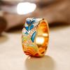 Huajie Colorful Enamel Flower Light Luxury Rings for Women Gold Color Dazzling Zircon Rings Fashion  Gift