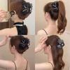 New Crystal Diamond Bow Hair Claw Clip Elegant Korean Rhinestone Shark Clip Hairpin Hair Clamp Hair Accessory for Women Pan Hair