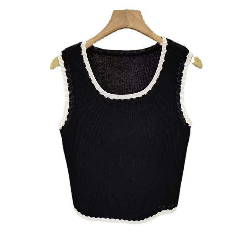 Knit Small Halter Vest Women's Summer New Inside with A Base Shirt Sexy Sweet Spice French Short Top