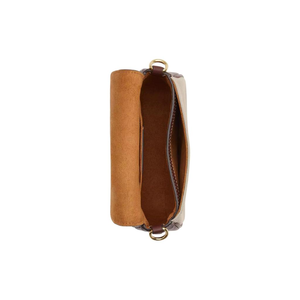 Coach Amelia 17 Logo Snap Closure Canvas And Smooth Leather Saddle Bag Women Saddle Bag Gold Multicolor CR257-IMNAM